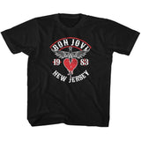 Bon Jovi NJ38 Youth Black T-Shirt – Official Rock Band Graphic Shirt for Young Music Fans