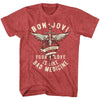 Bon Jovi BAD MEDICINE Adult T-Shirt – Red Heather Short Sleeve Classic Rock Graphic Tee