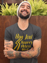 Bon Jovi Slippery When Wet Adult T-Shirt – Classic Rock Band Graphic Tee