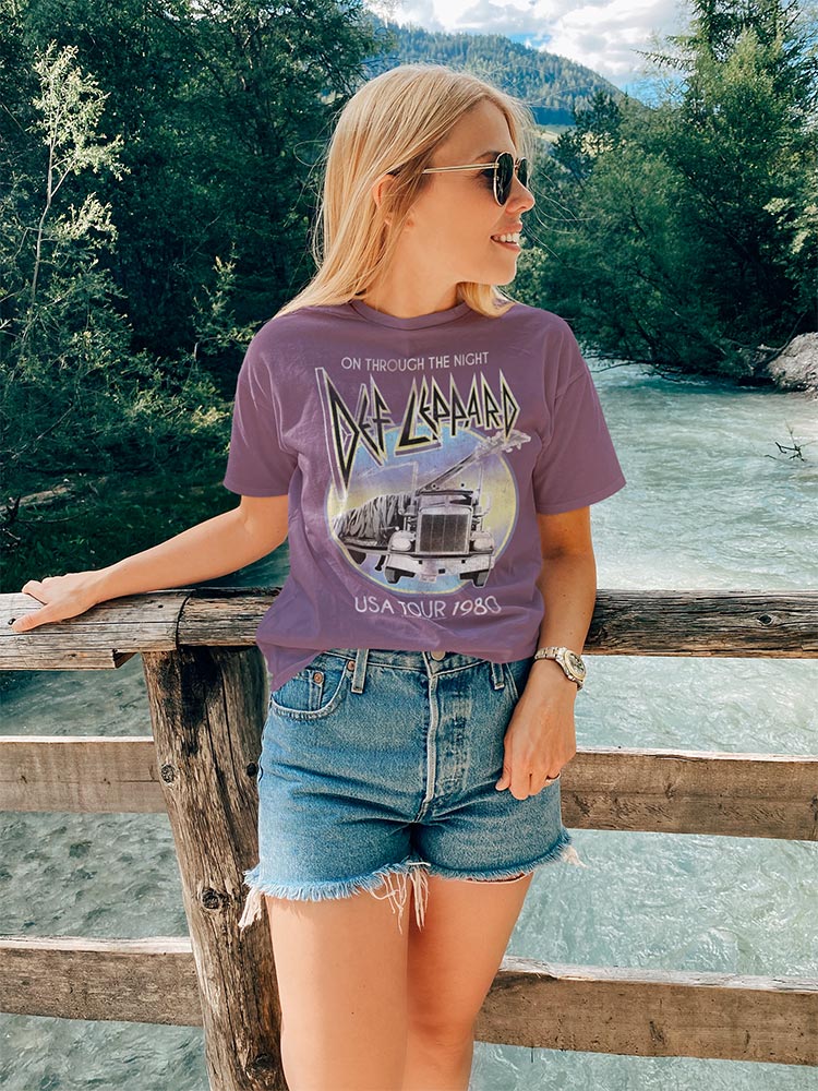 Def Leppard Pastel Night Adult T-Shirt, Hard Rock Band Graphic Tee, Classic Rock Music Fan Apparel, Concert Style