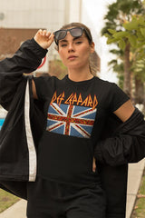 Def Leppard Leopard Flag Graphic T-Shirt - Vintage Hard Rock Band Merch - Unisex Adult Concert Fan Gift