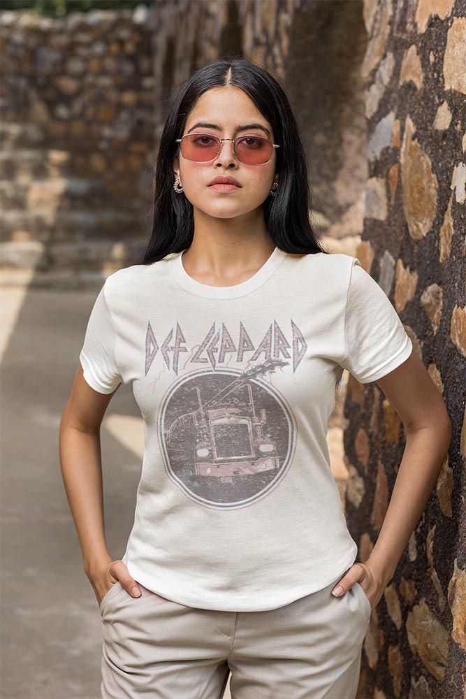Def Leppard Pinktruckblue Adult T-Shirt, Classic 80s Hard Rock Band Graphic Tee, Retro Concert Music Fan Apparel
