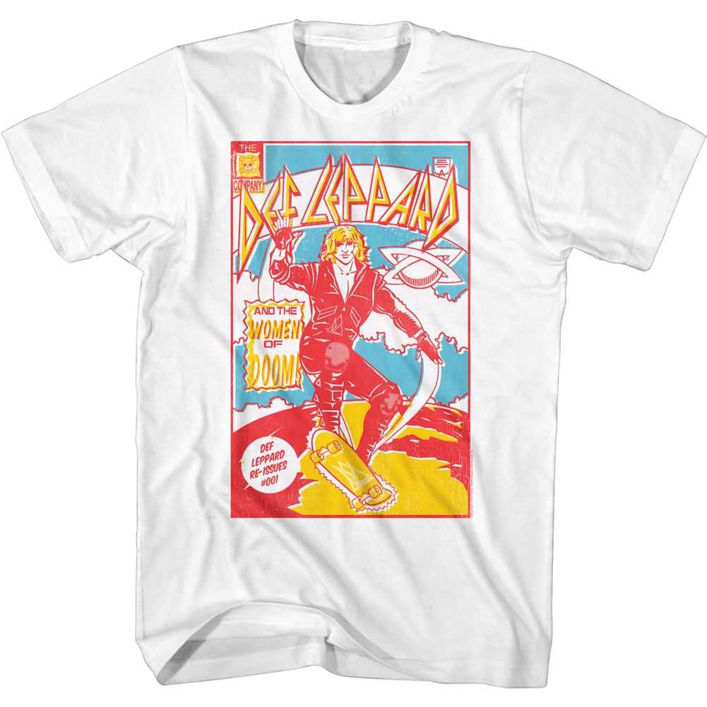 Def Leppard Comic Cover Adult T-Shirt, Classic 80s Hard Rock Band Graphic Tee, Retro Concert Music Fan Apparel