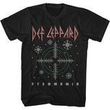 Def Leppard Pyro Christmas Adult T-Shirt, Holiday Hard Rock Band Graphic Tee, 80s Classic Rock Music Fan Apparel