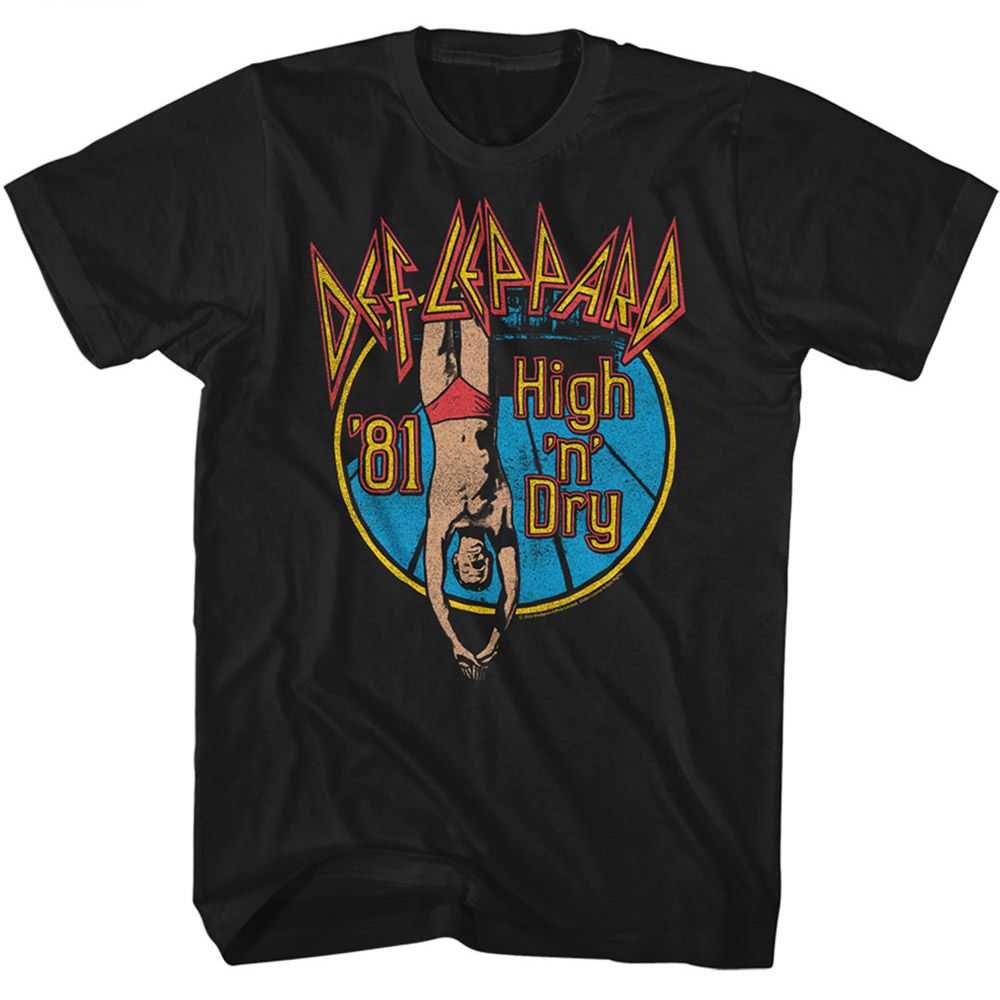 Def Leppard High 'n' Dry Adult T-Shirt, Classic 80s Hard Rock Album Graphic Tee, Retro Band Music Fan Apparel