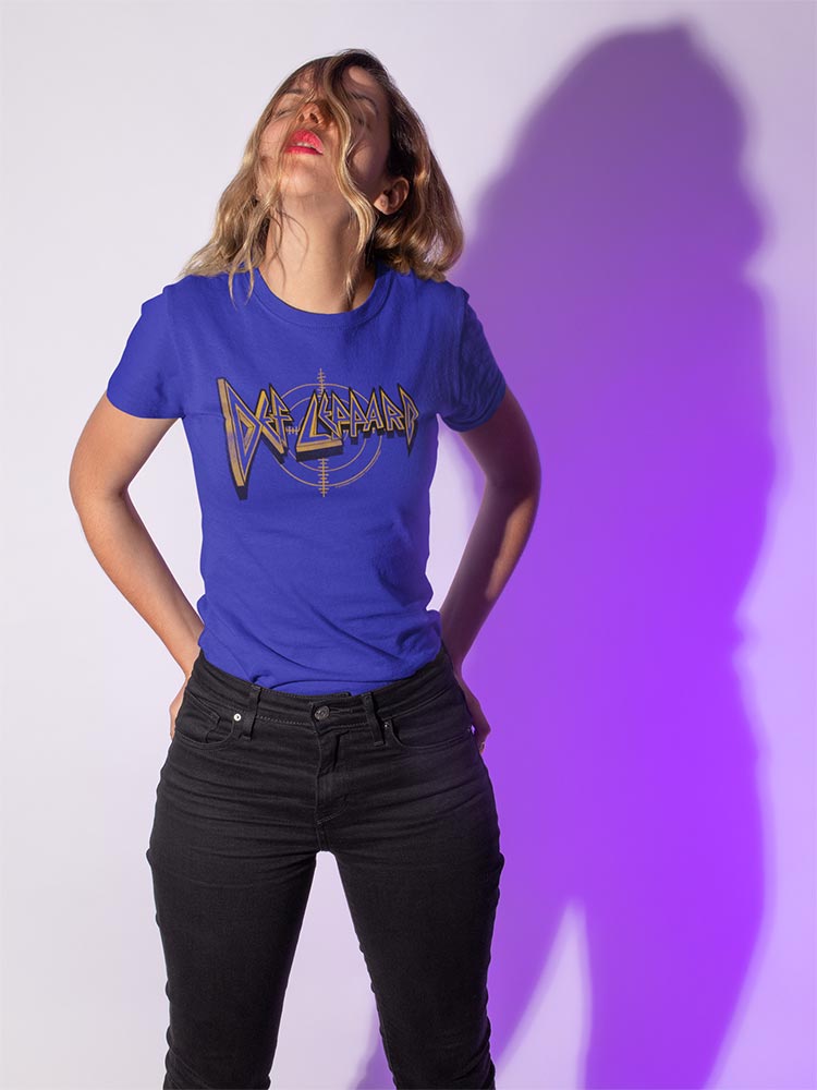 Def Leppard Logo and Crosshairs Adult T-Shirt, Classic 80s Hard Rock Band Graphic Tee, Retro Concert Fan Apparel