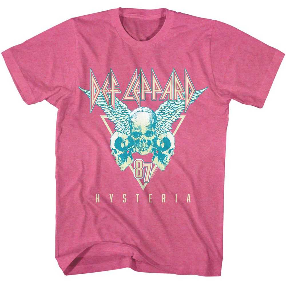 Def Leppard Skulls 3 Tone Adult T-Shirt, Classic 80s Hard Rock Band Graphic Tee, Retro Concert Music Fan Apparel