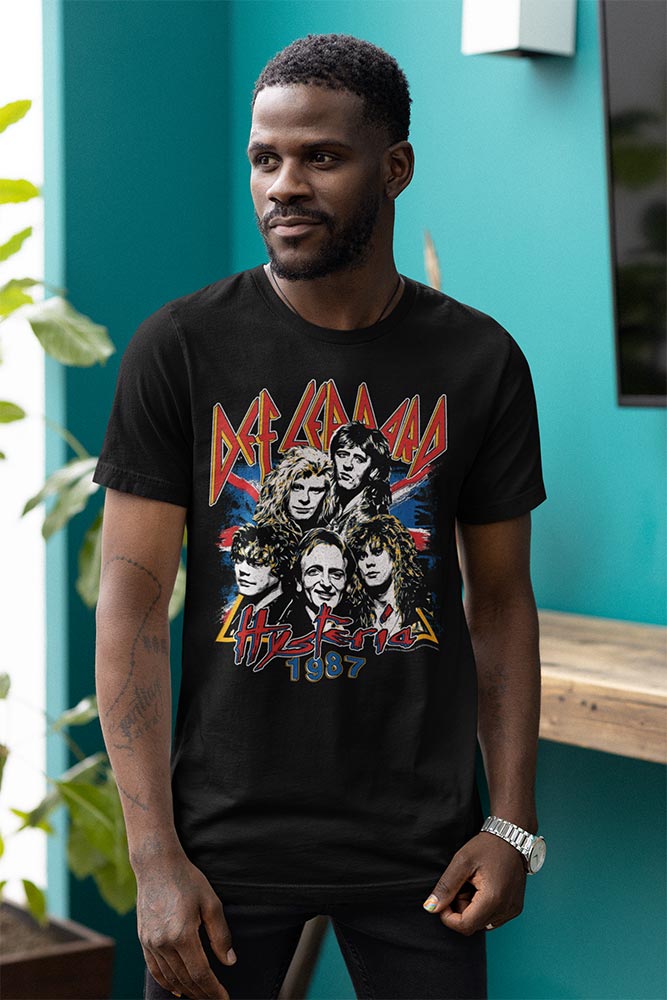 Def Leppard Hysteria 1987 Adult T-Shirt, Classic Hard Rock Album Graphic Tee, Retro 80s Concert Music Fan Apparel
