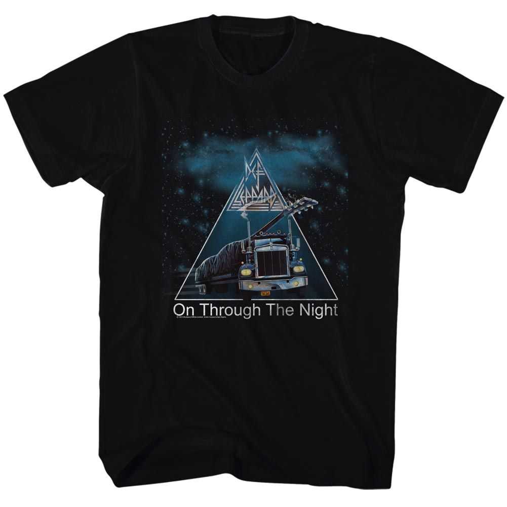 Def Leppard ON THROUGH THE NIGHT Adult Black T-Shirt – Classic Rock Album Tee, Official Band Merch