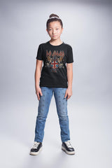 Def Leppard Classic Crest Youth Graphic T-Shirt - Heavy Metal Band Clothing - Kids Music Lover Gift Idea