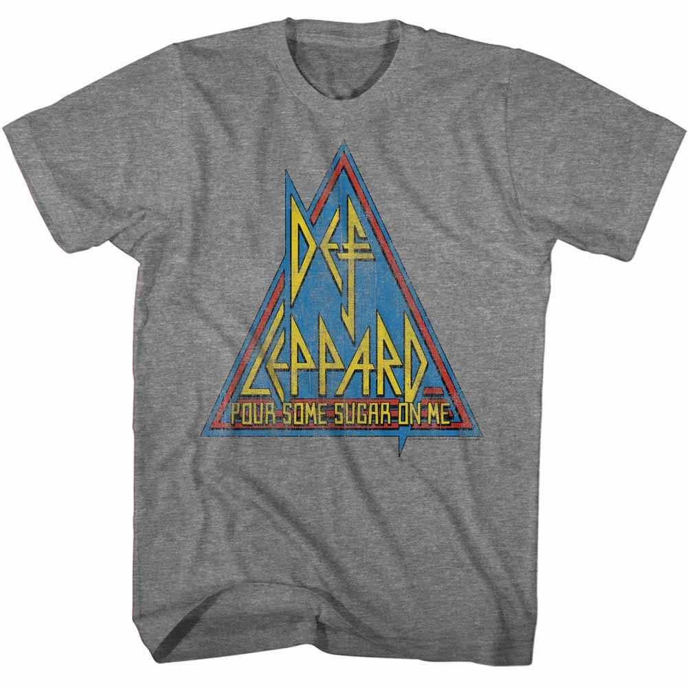 Def Leppard Primary Triangle Adult T-Shirt, Classic 80s Hard Rock Band Graphic Tee, Retro Concert Music Fan Apparel