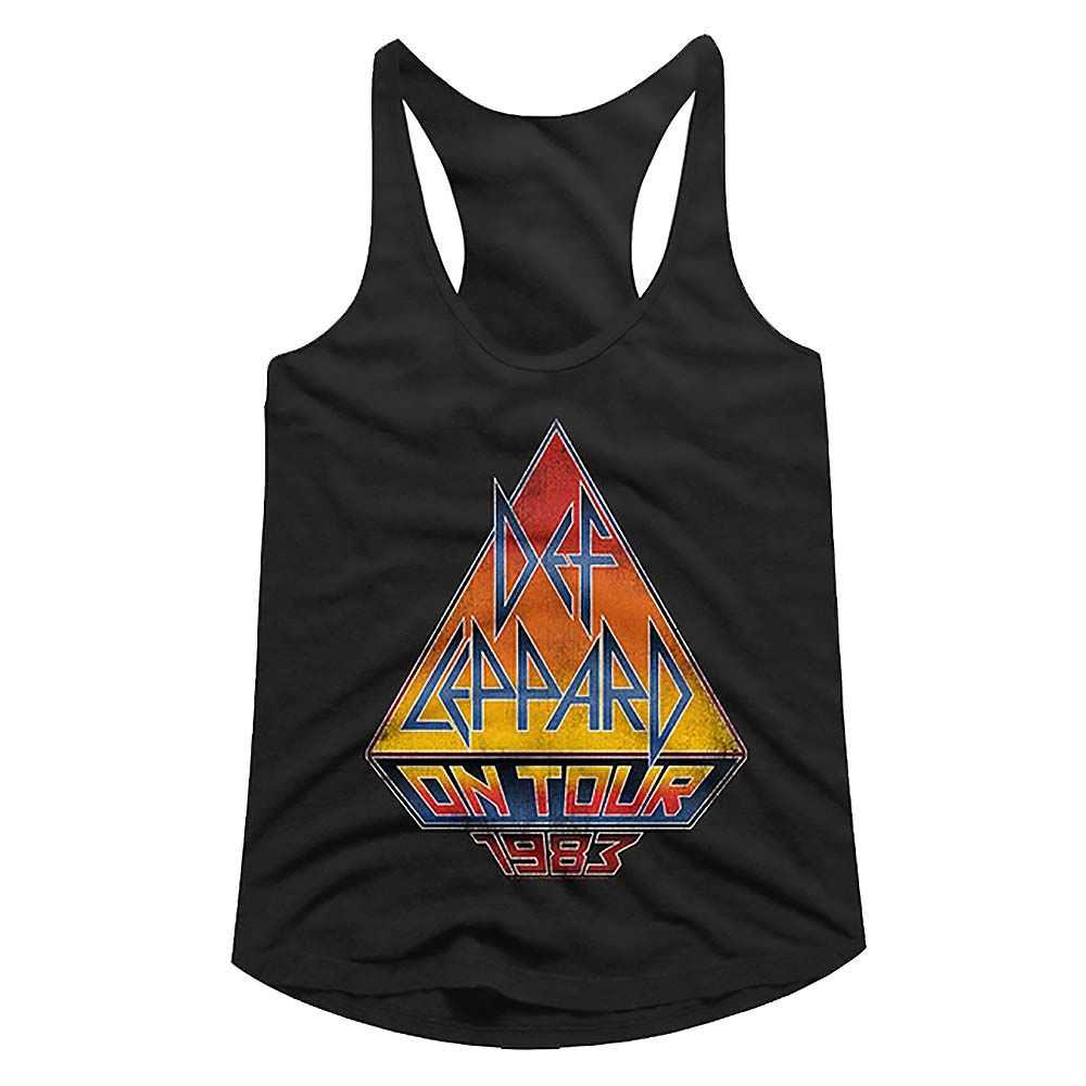 Def Leppard On Tour 83 Women's Tank Top, 1983 Hard Rock Band Graphic Sleeveless Shirt, Retro Concert Fan Apparel