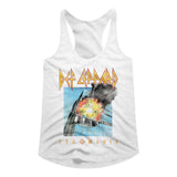 Def Leppard FADED PYROMANIA White Adult Slim Fit Girl Tank Top– Vintage Style Rock Band Graphic Tee