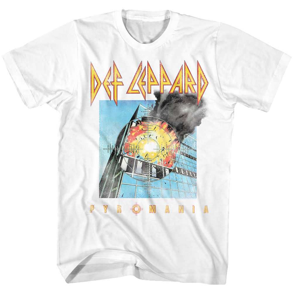 Def Leppard Faded Pyromania Adult T-Shirt, Classic 80s Hard Rock Album Graphic Tee, Retro Rock Music Fan Apparel
