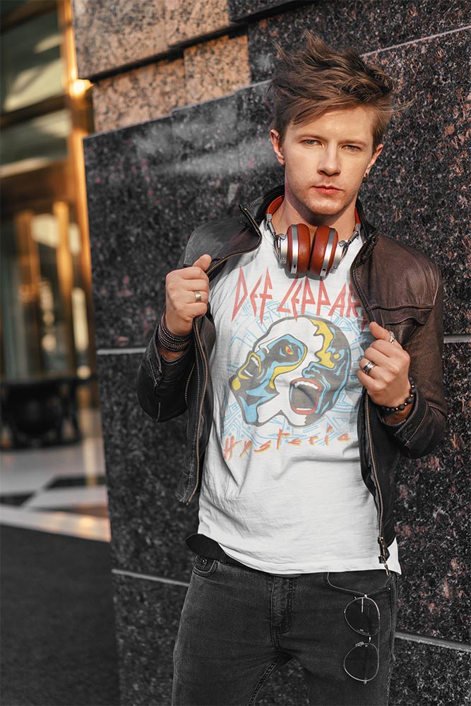 Def Leppard Faces Authentic Adult Graphic T-Shirt - Official Rock Apparel White