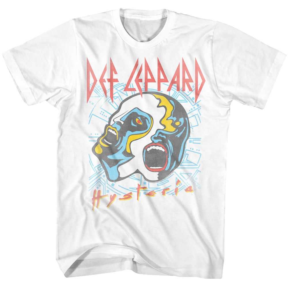 Def Leppard Faces Authentic Adult Graphic T-Shirt - Official Rock Apparel White