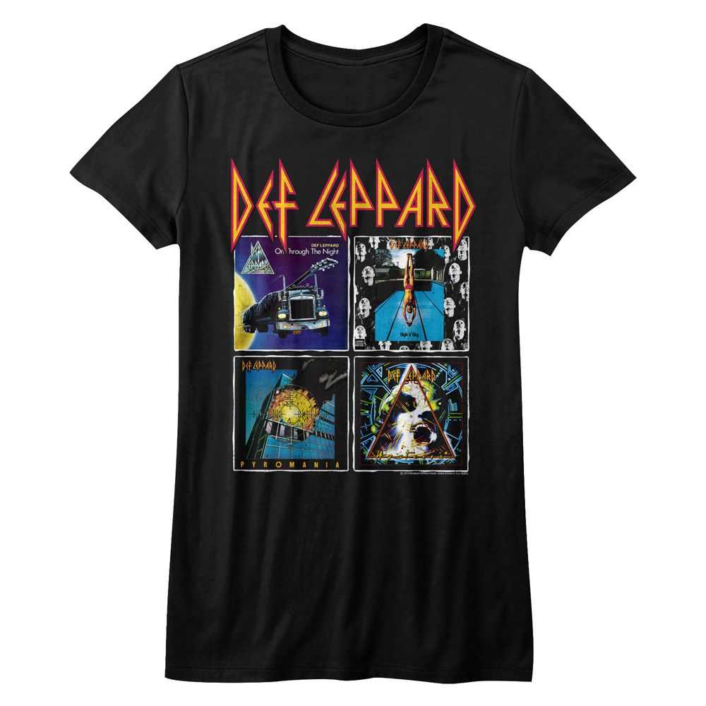 Def Leppard 80SALBUMS Adult Black T-Shirt – 80s Rock Album Graphic Tee, Licensed Band Merchandise
