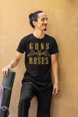Guns N' Roses Classic Logo & Roses Graphic T-Shirt - Rock Band Tee