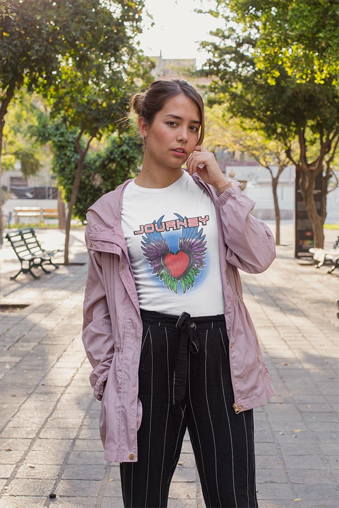 Journey Journey Winged Heart Adult Graphic T-Shirt - Legendary Classic Rock Band Clothing - Vintage Idea