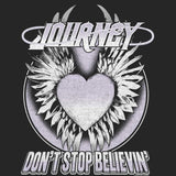 Journey Don't Stop Believing Heart Graphic T-Shirt - Classic Rock Music Clothing - Vintage Concert Lover Gift Idea