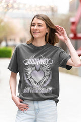Journey Dont Stop Believin Heart Graphic T-Shirt - Classic Rock Music Clothing - Vintage Concert Lover Gift Idea