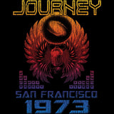 Journey San Fran 73 Graphic T-Shirt - Classic Rock Music Clothing - Vintage Concert Lover Gift Idea