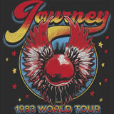 Journey 1983 World Tour Double Sided Graphic T-Shirt - Classic Rock Music Clothing - Vintage Concert Lover Gift