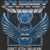 Journey 3D Text Scarab Logo Graphic T-Shirt - Classic Rock Music Clothing - Vintage Concert Lover Gift Idea