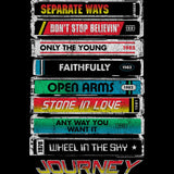 Journey Song Cassettes Double Sided Graphic T-Shirt - Classic Rock Music Clothing - Vintage Concert Lover Gift