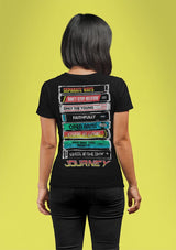 Journey Song Cassettes Double Sided Graphic T-Shirt - Classic Rock Music Clothing - Vintage Concert Lover Gift