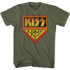 KISS Army Green Graphic T-Shirt - Classic Rock Music Clothing - Vintage Concert Lover Gift Idea