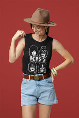 KISS Band Faces Graphic Woman Tank Top - Classic Rock Music Clothing - Vintage Concert Lover Gift Idea