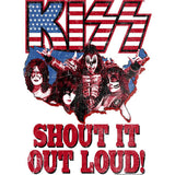 KISS Shout Graphic T-Shirt - Classic Rock Music Clothing - Vintage Concert Lover Gift Idea