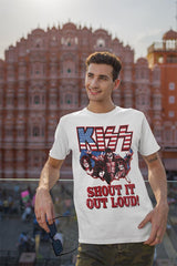 KISS Shout Graphic T-Shirt - Classic Rock Music Clothing - Vintage Concert Lover Gift Idea