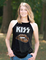 KISS KISS Leopard Up Graphic Woman Tank Top - Classic Rock Music Clothing - Vintage Concert Lover Gift Idea