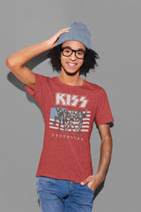 KISS American Flag KISS Graphic T-Shirt - Classic Rock Music Clothing - Vintage Concert Lover Gift Idea