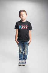 KISS Flag KISS Youth Graphic T-Shirt - Classic Rock Music Clothing - Vintage Concert Lover Gift Idea
