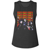 KISS Lots Of Logos Graphic Girl Tank Top - Classic Rock Music Clothing - Vintage Concert Lover Gift Idea