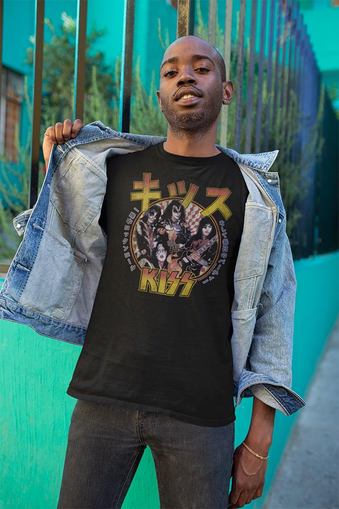 KISS-RR All Nit Japanese Graphic T-Shirt - Classic Rock Music Clothing - Vintage Concert Lover Gift Idea