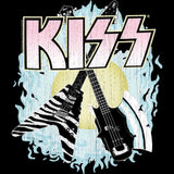 KISS Two Guitars Graphic T-Shirt - Classic Rock Music Clothing - Vintage Concert Lover Gift Idea