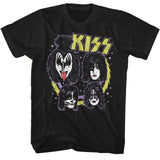 KISS Spike Circles Graphic T-Shirt - Classic Rock Music Clothing - Vintage Concert Lover Gift Idea