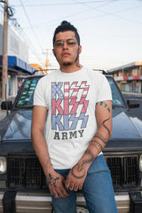 KISS Patriotic Logo Graphic T-Shirt - Classic Rock Music Clothing - Vintage Concert Lover Gift Idea