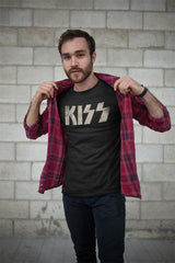 KISS Logo Graphic T-Shirt - Classic Rock Music Clothing - Vintage Concert Lover Gift Idea