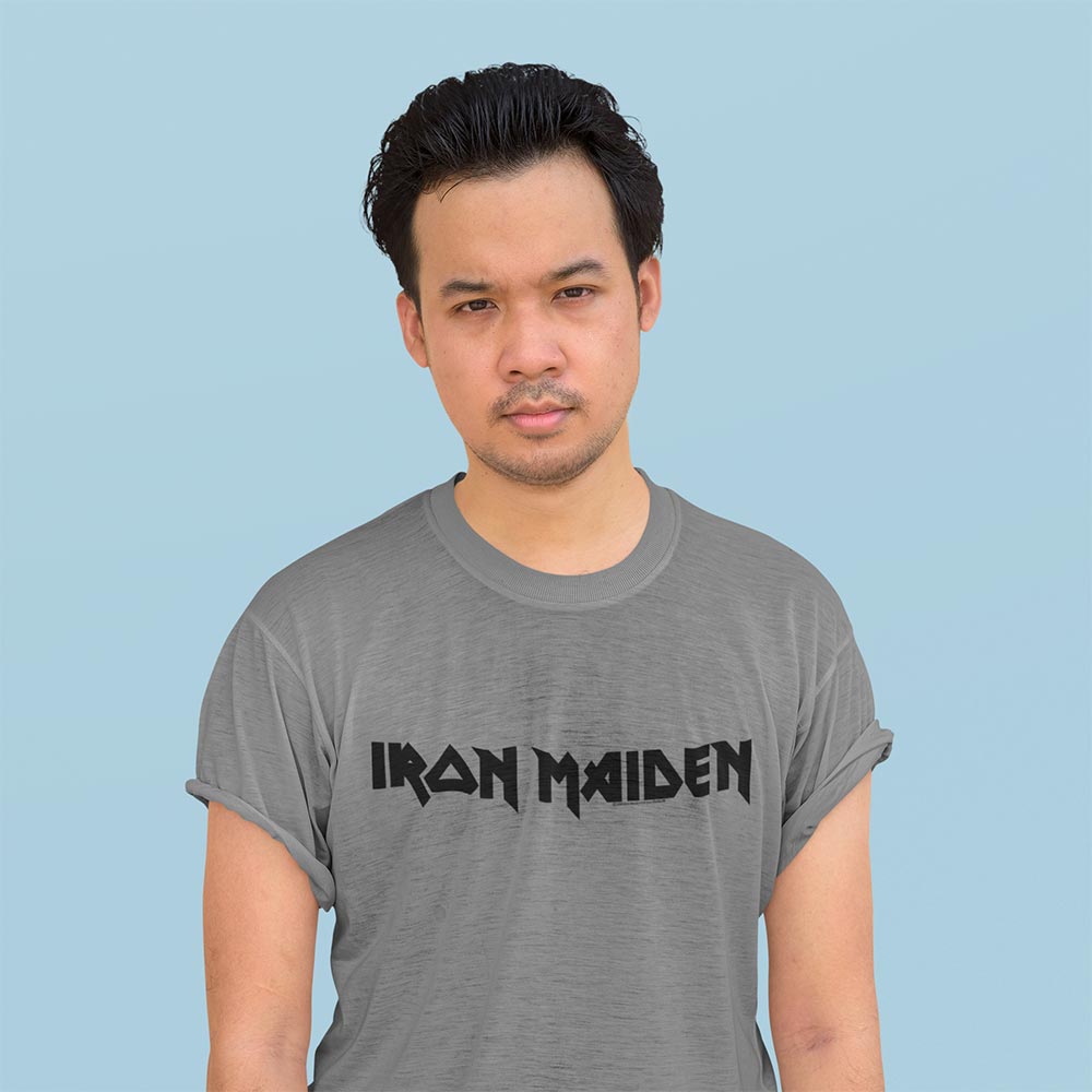 Iron Maiden 1 Color Logo Graphic T-Shirt - Classic Rock Music Clothing - Vintage Concert Lover Gift Idea
