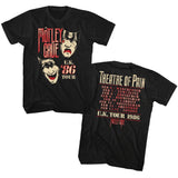 Motley Crue UK Tour 2-Sided Graphic T-Shirt - Classic Rock Music Clothing - Vintage Concert Lover Gift Idea