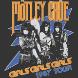 Motley Crue Girls Girls Girls 1987 Tour Graphic T-Shirt - Classic Rock Music Clothing - Vintage Concert Lover Gift Idea