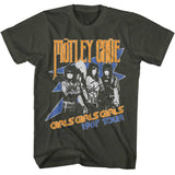 Motley Crue Girls Girls Girls 1987 Tour Graphic T-Shirt - Classic Rock Music Clothing - Vintage Concert Lover Gift Idea