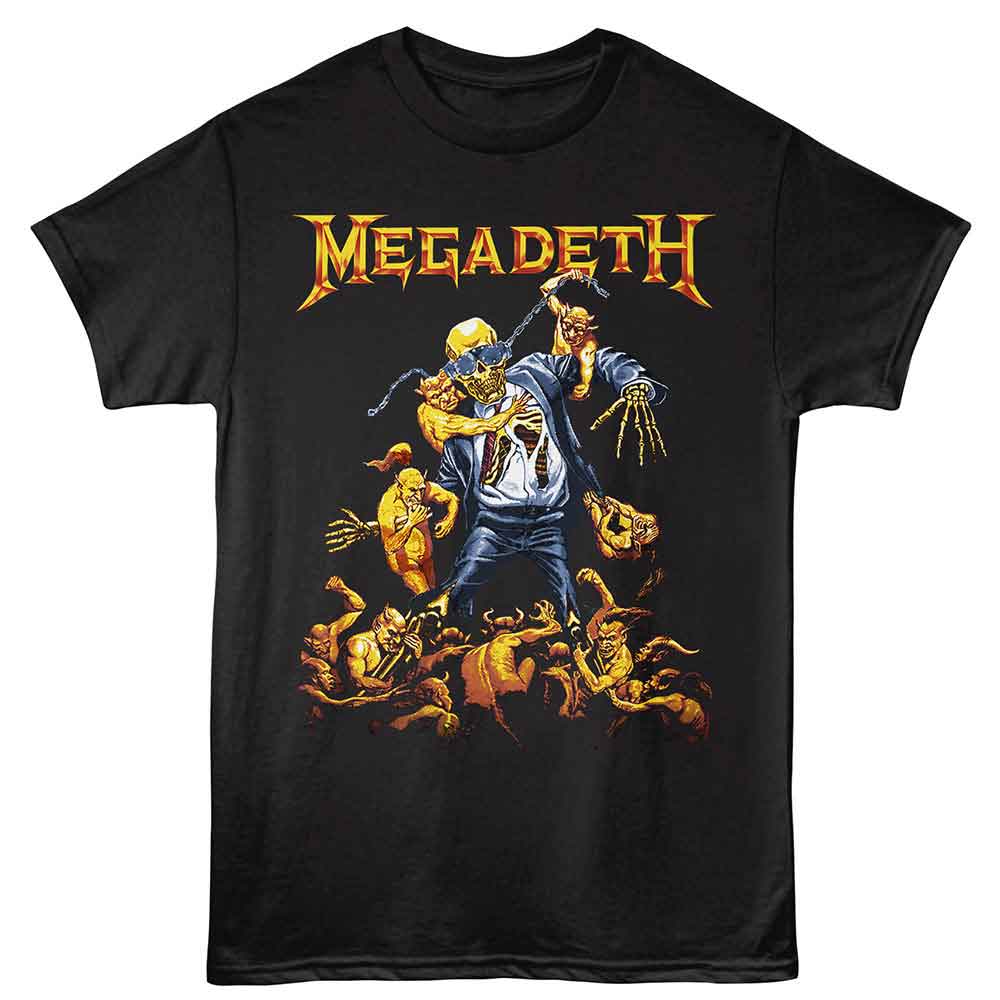 Megadeth Vic Goes To Hell Graphic T-Shirt - Classic Rock Music Clothing - Vintage Concert Lover Gift Idea