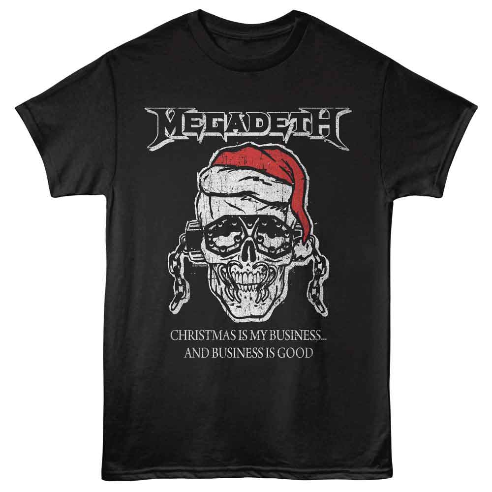 Megadeth Christmas Is My Business Graphic T-Shirt - Classic Rock Music Clothing - Vintage Concert Lover Gift Idea