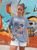 Misfits FLAG FACE Indigo Heather Adult T-Shirt – Licensed Punk Band Graphic Shirt for Music Fans